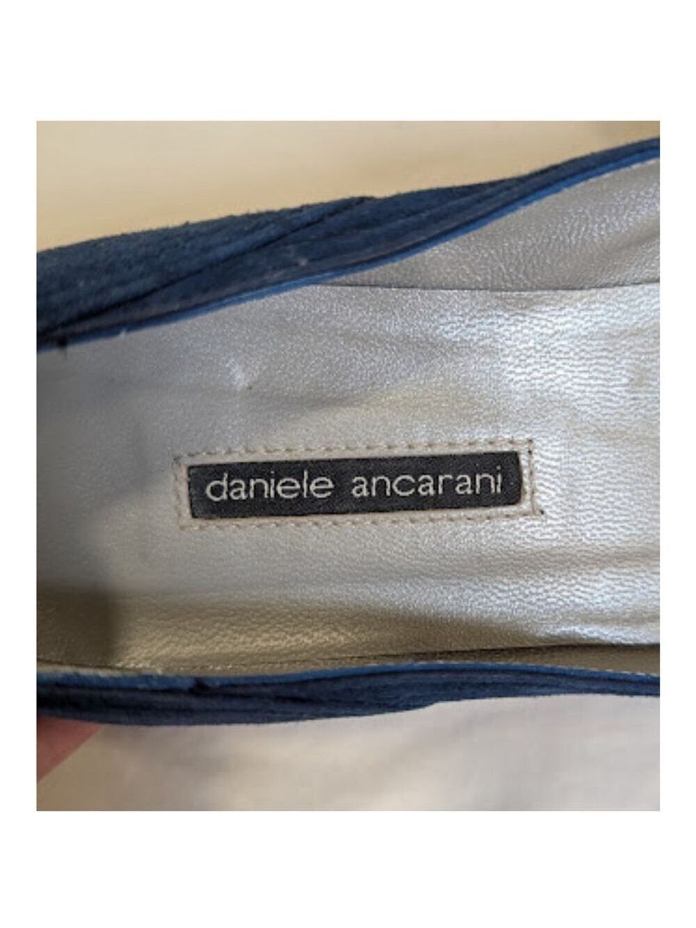 Daniele Ancarani Blue Suede Block Heel Pumps Square Toe Quiet Luxury EU 36.5 - Picture 10 of 11